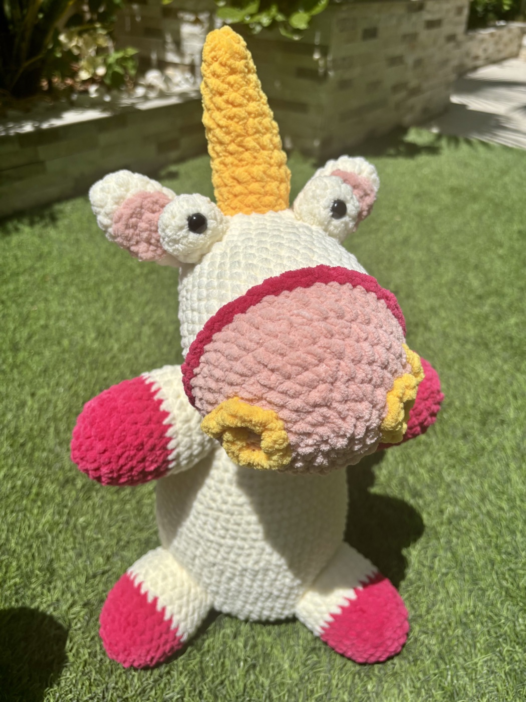 Crocheted unicorn plushie